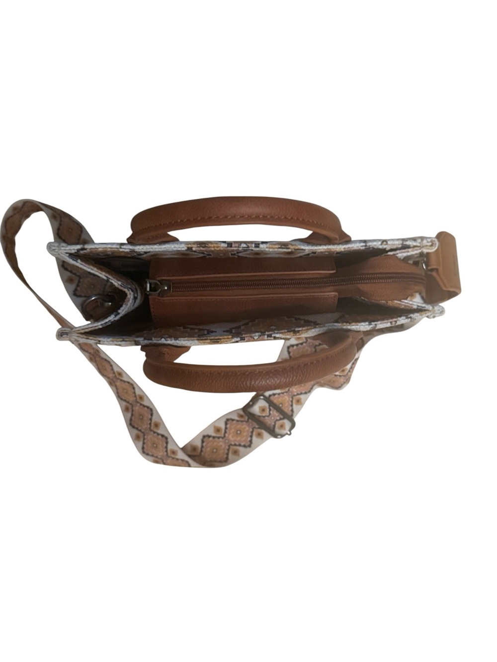 Wrangler Geometric Native  Patterned Shoulder Bag in Brown and Cream Rodeo, - Picture 4 of 5
